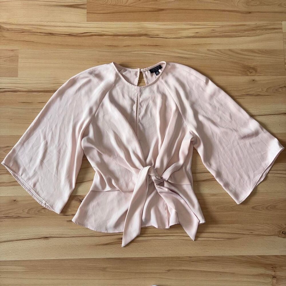 Topshop Pink Tie Front Blouse With Open Back size 6